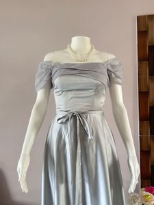 grey satin lux gown