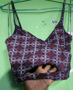 Patterned Cutout Crop Top