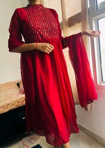 Unused A- line Kurti with dupatta for women