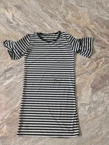 Striped Dress with Ruffle Sleeves