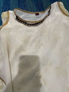White &amp; Gold Anarkali