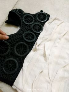 Imported Black &amp; White Summer Bodycon With Ruffles