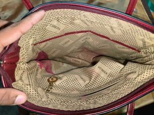 Burgundy Woven Tote Bag