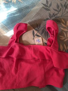 Fuschia Frilled tie Back Top