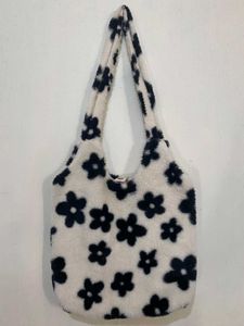 Floral Fuzzy Tote Bag