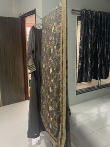 grey umbrella wid full length embroidery dupatta