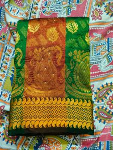 Beautiful Sequenced Brown And Green Fancy Saree