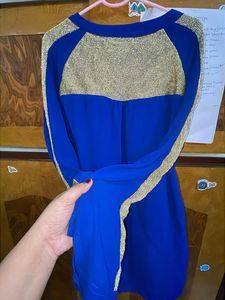 Full Sleeve Blue Top with Gold Detail In Hands