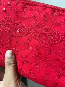 New Red Embroidered Clutch/Pouch