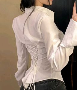 Lace-Up Back White Top
