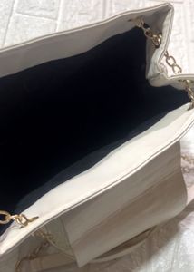 White &amp; Gold Chain Shoulder Bag