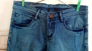 Navy Blue Top And Narrow Denim