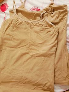 Beige Women Camisole/Slip Pure Cotton