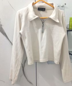 Ribbed Full Sleeves White Top Wore Only Twice