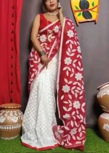 Bengal Handloom Applic Work Jamdani Saree
