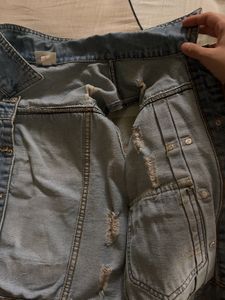 Back Printed Sleeveless Denim Jacket