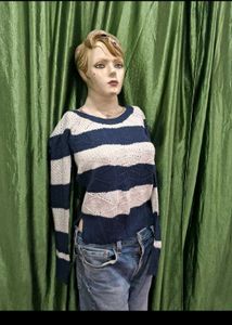 Striped Knit Pullover Sweater