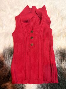 Red Sleeveless Knit Top