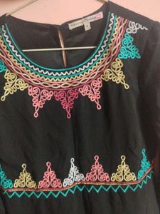 Embroidered Black Dress