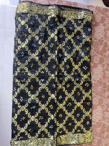 Pure Black Duppata With Banarasi Design