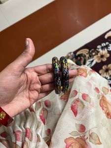 Floral Print black Bangles