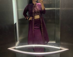 Cocktail Crop Top Plaza And Jacket Set