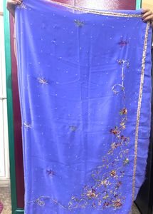 Mauve Floral Embroidered Sari