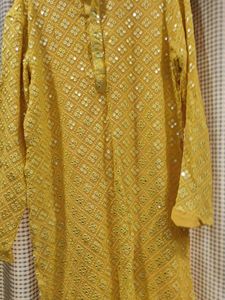 Mustard Yellow Embellished Kurta