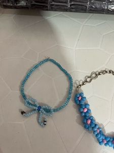 flower and bow Beaded Bracelet Set