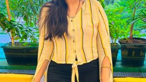 Striped yellow and white top