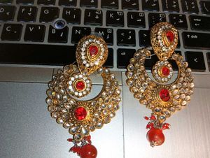 Red &amp; Gold Statement Earrings