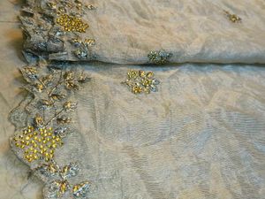 Sliver Elegant Embroidered Fabric Dupatta