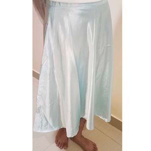 Baby Blue Wraparound Satin Skirt