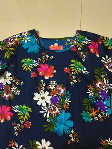 Navy Blue Floral Top