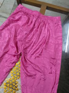 Pink And Cream Kurta Set For Women With Embroidery