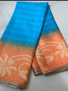Elegant Blue & Orange Saree