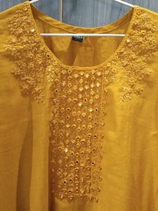 Mustard Kurta With Pant Set