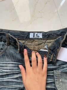 Vintage Distressed Denim Mini Skirt
