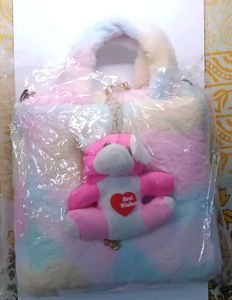 Pastel Plush Handbag with Teddy