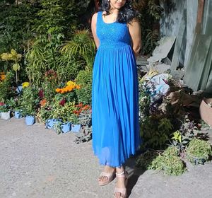 Blue Sequenced Party Wear Gown