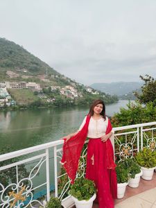 Red Flared Cotton Skirt