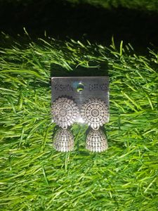 Combo Of 3 Silver Jhumka Earrings