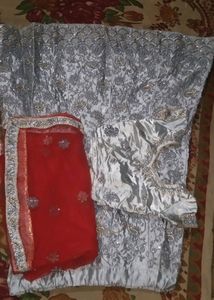 Red ♥️ &amp; Grey Colour Lehenga