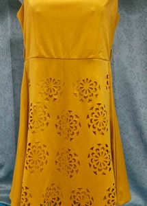 Mustard Cut-Out Skater Dress