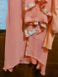 Coral mirror-detail dress