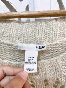 H&amp;M Crochet Cream Pullover Top
