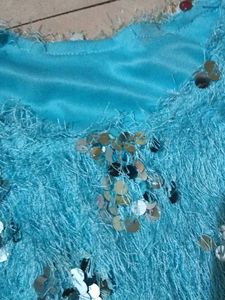Blue Fuzzy Sequin Top