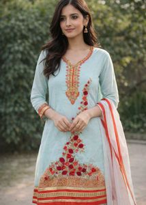 Designer Light Blue Salwar Suit material