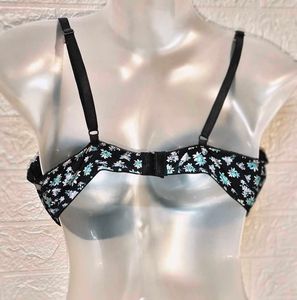 Floral Lace Cotton Blue Bra Size 40