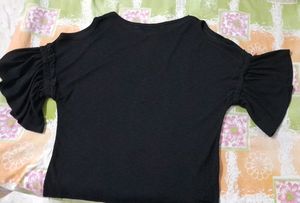Cut Sleeves Black Top